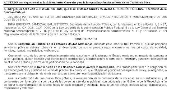 Lineamientos Generales para la Integración y funcionamiento de los Comités de Ética